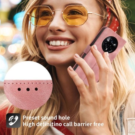 Чехол-книжка Skin-feel Flowers Embossed для Realme 14 Pro+ - розовый