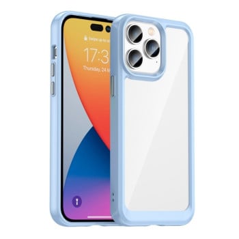 Протиударний чохол Colorful Acrylic Series із кольоровою силіконовою боковиною на iPhone 14 Pro Max - синій