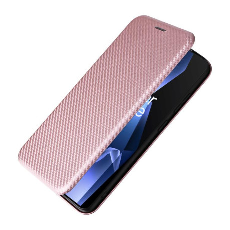 Чохол-книжка Carbon Fiber Texture на OnePlus 13R/Ace 5/Ace 5 Pro - рожевий
