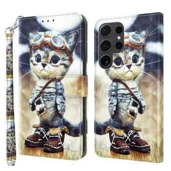 Чехол-книжка 3D Painting для Samsung Galaxy S24 Ultra - Cat