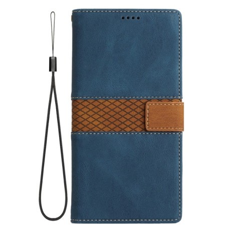 Чохол-книжка Grid Stitching Leather Phone Case with Lanyard для iPhone 16e - синій