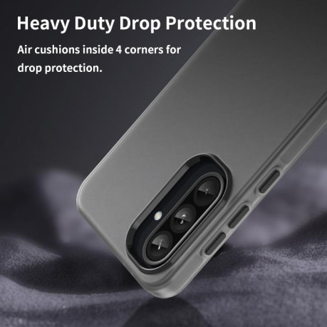 Противоударный чехол Frosted Translucent TPU Hybrid PC для Samsung Galaxy A36 5G - черный
