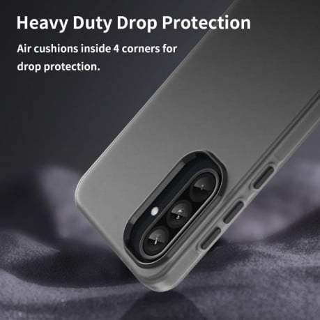 Противоударный чехол Frosted Translucent TPU Hybrid PC для Samsung Galaxy A56 5G - черный