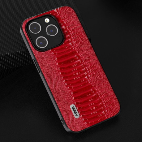 Шкіряний Чохол ABEEL Genuine Leather Weilai Series для iPhone 15 Pro Max - червоний