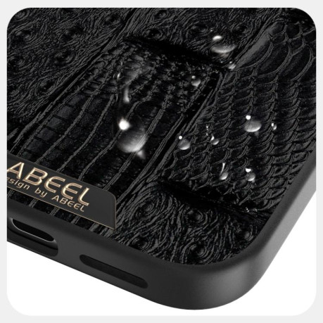 Ультратонкий чехол ABEEL Beast Pattern 6D Micro-Embossed MagSafe Genuine Leather на iPhone 17 - Black