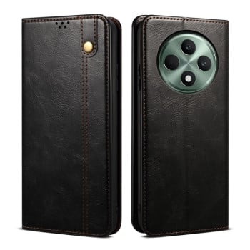 Чехол-книжка Simple из эко-кожи Crazy Horse с воском на OPPO Reno12 F/12 FS 5G - черный