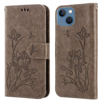 Чохол-книжка Lotus Embossed для iPhone 14 Plus - сірий