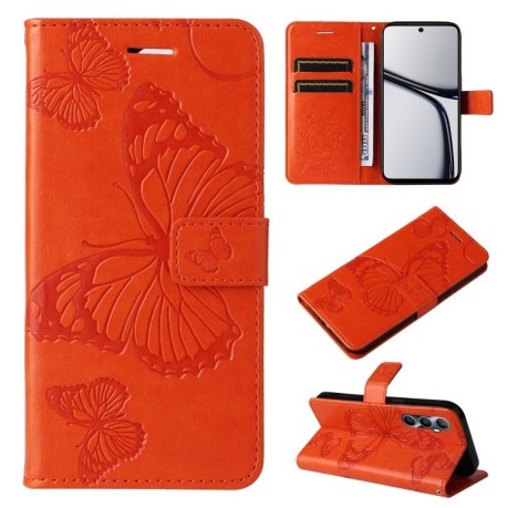 Чехол-книжка Embossed Butterfly для Realme C65 4G - оранжевый