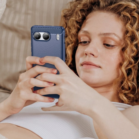 Протиударний чохол Brushed Texture Carbon Fiber на OnePlus Nord 4 - синій
