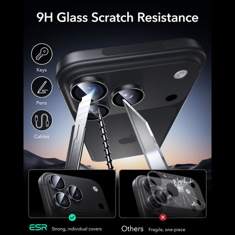Комплект захисного скла для камери ESR Armorite 2-Pack на iPhone 18 Pro / 18 Pro Max - Black