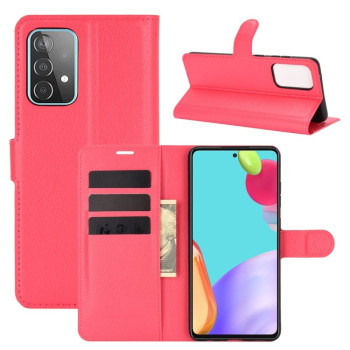 Чохол-книжка з фактурою Litchi та магнітним хлястиком на Samsung Galaxy A52/A52s - червоний