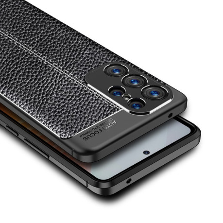 Противоударный чехол Litchi Texture на Samsung Galaxy S23 Ultra 5G - черный