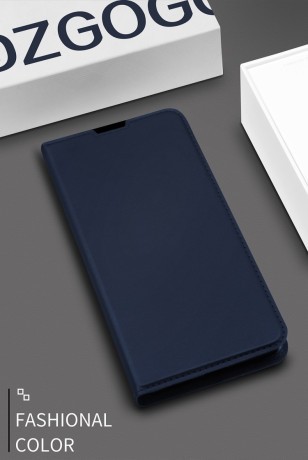 Чехол-книжка DZGOGO ISKIN Series Slight Frosted на Samsung Galaxy S10/G973-темно-синий