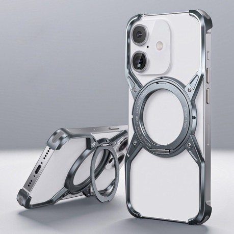 Протиударний чохол Aluminum Alloy Frameless 360-Degree Rotating для iPhone 16 - сірий