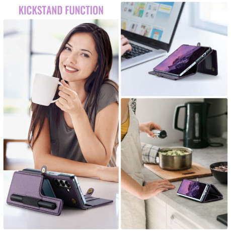 Чехол-книжка CaseMe C22 Card Slots Holder RFID Anti-theft для Samsung Galaxy Fold 7 - фиолетовый