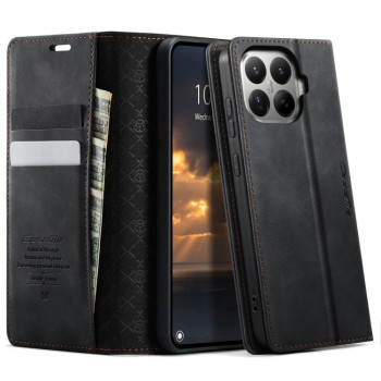 Чехол-книжка CaseMe 033 с фактурой Calf и защитой от сканирования RFID на Xiaomi 17T 5G — чёрный