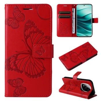 Чохол-книжка з тисненням &quot;метелика&quot; та магнітним хлястиком на Xiaomi Redmi Note 14 Pro 5G/ 14 Pro+ 5G - червоний