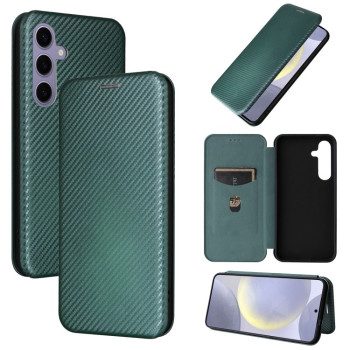 Чохол-книжка Carbon Fiber Texture на Samsung Galaxy S25+ 5G - зелений