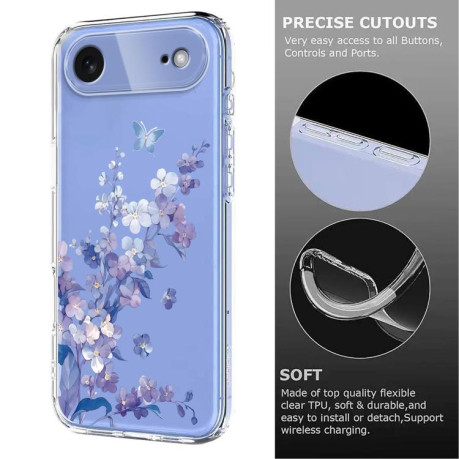 Чехол Flower Pattern Painted для iPhone Air - фиолетовый