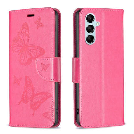 Чехол-книжка Butterflies Pattern для Samsung Galaxy M14 5G - пурпурно-красный