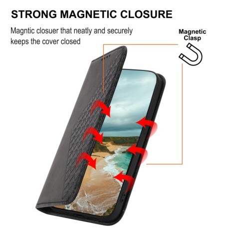Чехол-книжка Cubic Grid Calf Texture для Samsung Galaxy S23 5G - черный