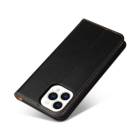 Кожаный чехол-книжка Fierre Shann Genuine leather на iPhone 14 Pro - черный