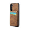 Протиударний чохол Fierre Shann Crazy Horse Card Holder на Samsung Galaxy S24 5G - коричневий
