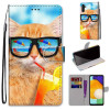 Чехол-книжка Coloured Drawing Cross для Samsung Galaxy A04s/A13 5G - Cat Drinking Soda