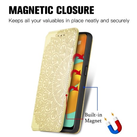 Чехол-книжка Blooming Mandala для Samsung Galaxy M32/A22 4G - желтый