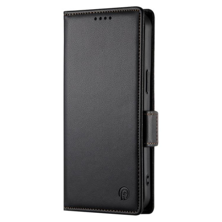 Чехол-книжка Side Buckle Magnetic Frosted Leather для Xiaomi Redmi Note 14 Pro 4G - черный