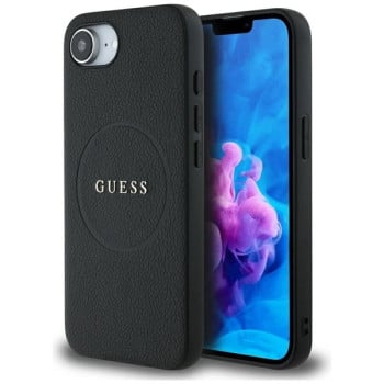 Оригинальный чехол Guess Grained Classic Logo MagSafe на iPhone 16e - Black