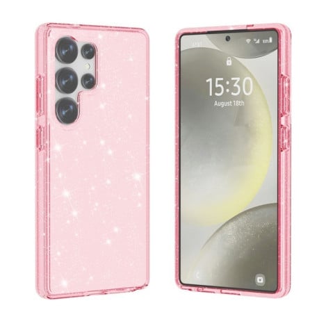 Противоударный чехол Terminator Style Glitter для Samsung Galaxy S25 Ultra 5G - розовый