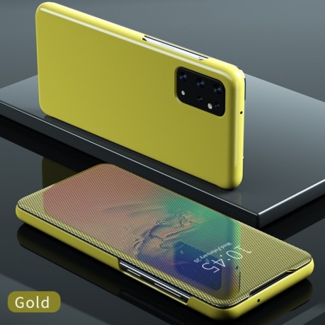 Зеркальный чехол Flip View Cover на Samsung Galaxy S20-желтый