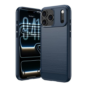 Противоударный чехол Brushed Texture Carbon Fiber на iPhone 18 Pro Max — синий
