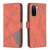 Чехол-книжка с фактурой Rhombus и магнитным хлястиком для Redmi A7 Pro 171mm / Poco C85x 5G — коричневый