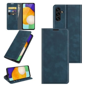 Чехол-книжка в стиле Retro мягкое покрытие Skin Feel деловой дизайн на Samsung Galaxy A04s/A13 5G - синий