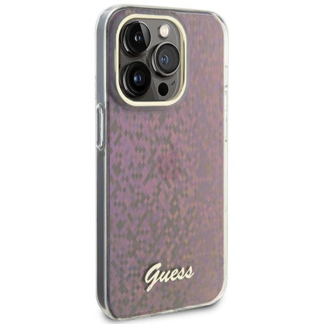 Оригинальный чехол Guess IML Faceted Mirror Disco Iridescent для iPhone 15 Pro - Pink(GUHCP15LHDECMP)