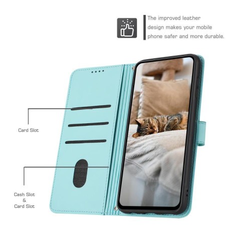 Чехол-книжка Embossed Kitten Phone Leather для Infinix Note 50 4G / 50 Pro 4G - зеленый