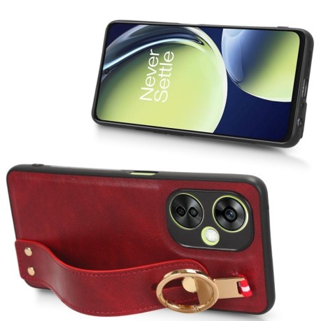 Противоударный чехол Wristband Leather Back для OnePlus Nord CE3 / CE3 Lite /N30 - красный