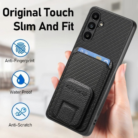 Противоударный чехол Carbon Fiber Card Bag для Samsung Galaxy A35 5G - черный