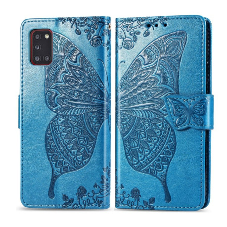 Чехол-книжка Butterfly Love Flower Embossed на Samsung Galaxy A31 - синий