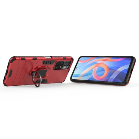 Противоударный чехол Magnetic Ring Holder на Xiaomi Redmi Note 11 / Poco M4 Pro 5G - красный