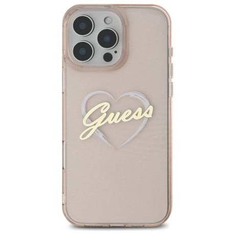 Оригинальный чехол Guess IML Heart для iPhone 16 Pro Max - Pink