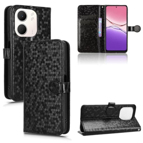 Чехол-книжка с фактурой Honeycomb Dot и магнитным хлястиком на OPPO A5x 5G / 4G Global - черный