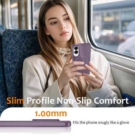 Протиударний чохол Glossy TPU Shockproof MagSafe для Samsung Galaxy S25 Edge 5G - фіолетовий