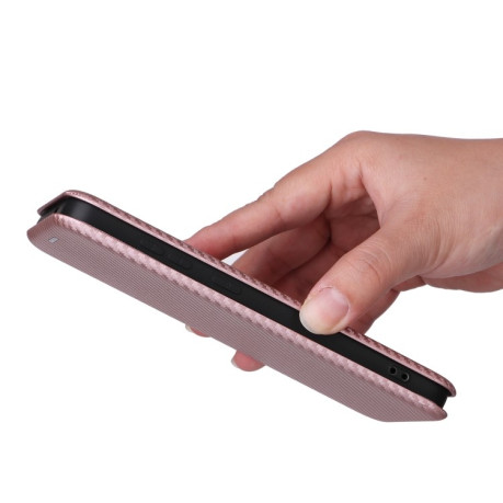 Чохол-книжка Carbon Fiber Texture на Samsung Galaxy S24+ 5G - рожевий
