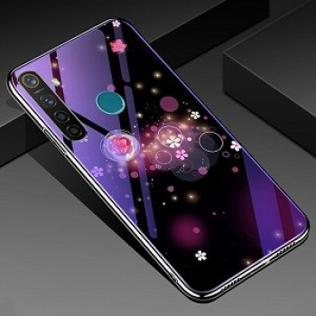 Скляний чохол Electroplated Edge Blue Light на Realme 5 Pro/Realme Q - квіти