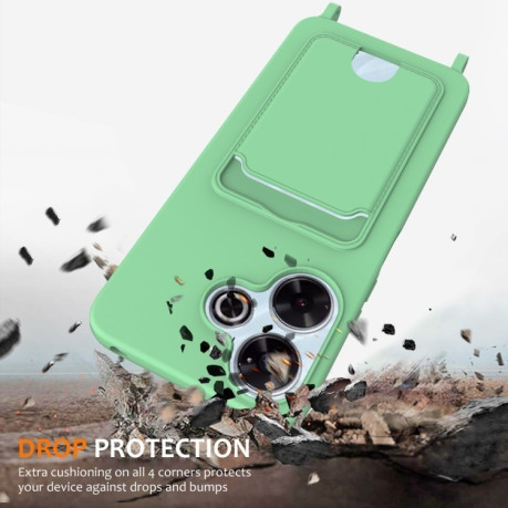 Силіконовий чохол Integrated Card Bag Solid Color Liquid Silicone на Xiaomi Poco M6 4G - зелений