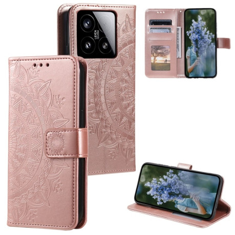 Чехол-книжка Totem Flower для Xiaomi 15 - розовое золото