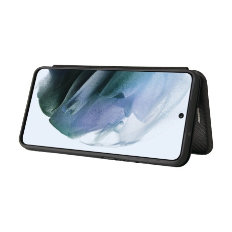 Чехол-книжка Carbon Fiber Texture на Samsung Galaxy S21 FE - черный